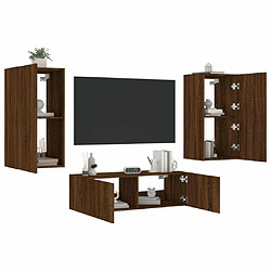 Maison Chic Lot de 3 Meuble TV muraux, Banc TV avec lumières LED pour salon, Meuble de rangement chêne marron -GKD55919