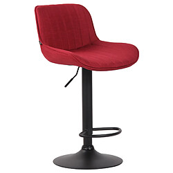 Decoshop26 Tabouret de bar chaise haute x1 en tissu rouge coutures verticales support en métal noir 10_0005118