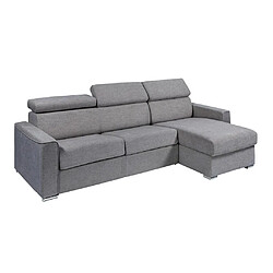 Acheter Vente-Unique Canapé d'angle réversible convertible express en tissu gris - Couchage à lattes larges 140 cm - Matelas 18 cm - VIZIR