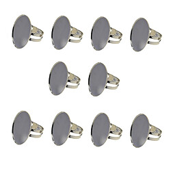 Avis 10 pièces bague réglable ovale forme lunette base paramètres plateau argent