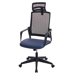 Decoshop26 Fauteuil de bureau ergonomique pivotante avec accoudoirs et dossier en tissu mesh bleu-gris 04_0001879