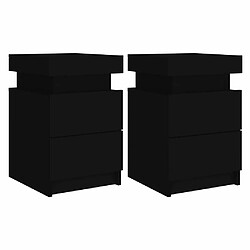 Maison Chic Lot de 2 Tables de chevet avec lumières LED - Tables de Nuit noir 35x39x55 cm