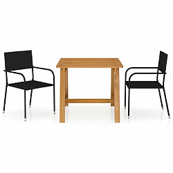 Salle à manger de jardin 3 pcs,Table et chaise à dîner Noir -MN69245