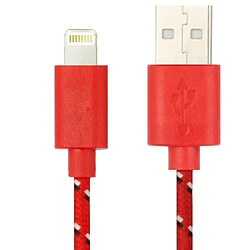 Wewoo Câble rouge pour iPhone 6 et 6 Plus, 6s 6s Plus, 5 5S 5C de charge de transfert de données USB en nylon de style 3m,