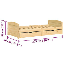 vidaXL Lit de jour avec 2 tiroirs IRUN 90x200 cm bois de pin massif pas cher