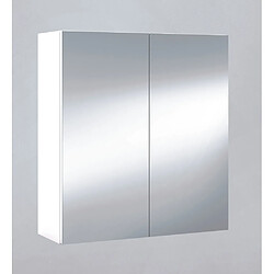 Miroir de salle de bain avec rangements 2 portes en blanc brillant, 65 x 60 x 21 cm -PEGANE-