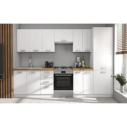 ATLAS Cuisine complete 8 éléments - Décor blanc - L300 x H52 x H82 cm - Plan de travail non inclus