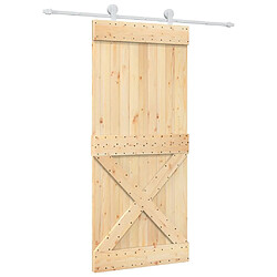 vidaXL Porte coulissante et kit de quincaillerie 90x210 cm pin massif