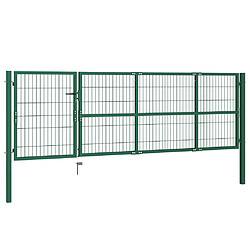 vidaXL Portail de clôture de jardin avec poteaux 350x100 cm Acier Vert