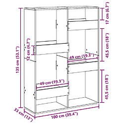 vidaXL Cloison de séparation sonoma gris 100x33x135 cm bois ingénierie pas cher