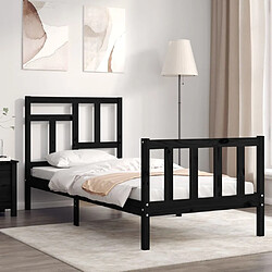 Maison Chic Cadre/structure de lit avec tête de lit pour adulte - Lit Moderne Chambre noir petit simple bois massif -MN32410