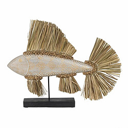 BigBuy Home Figurine Décorative Blanc Marron Naturel Poisson 70 x 12 x 53 cm