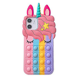 Universal Cartoon Unicorn Phone Case Rainbow Silicone Soft Cover Fidget Toy pour Apple iPhone