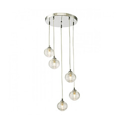 Acheter Luminaire Center Suspension Federico Chrome poli,verre côtelé 5 ampoules 150cm