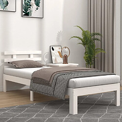 Maison Chic Lit adulte - Lit simple Cadre de lit,Structure du lit Contemporain Blanc Bois massif 100x200 cm -MN49361