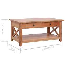 vidaXL Table basse 100x55x46 cm bois d'acajou massif pas cher