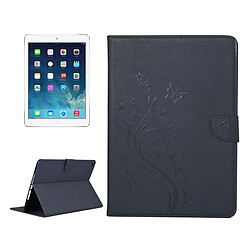 Wewoo Housse Étui noir pour iPad Air 2 fleurs pressées motif papillon flip horizontal en cuir PU avec boucle magnétique et titulaire fentes cartes porte-monnaie