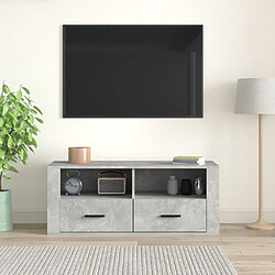 Avis Maison Chic Meuble TV scandinave - Banc TV pour salon Gris béton 100x35x40 cm Bois d'ingénierie -MN64212