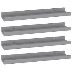 vidaXL Étagères murales 4 pcs Gris 40x9x3 cm