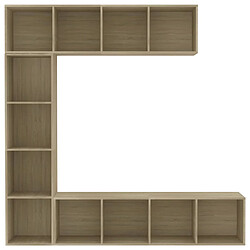 Avis vidaXL Jeu de bibliothèque/meuble TV 3 pcs Chêne sonoma 180x30x180 cm