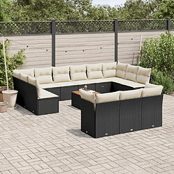 Maison Chic Salon de jardin avec coussins 14 pcs, Ensemble Tables et chaises de jardin, noir résine tressée -GKD948351