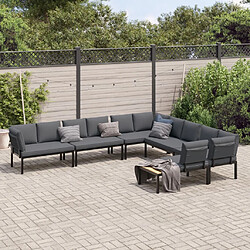 vidaXL Salon de jardin 6 pcs avec coussins noir aluminium