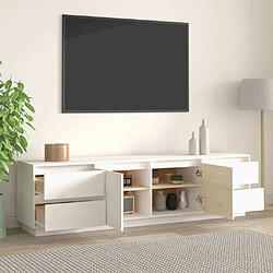 Avis Maison Chic Meuble TV scandinave - Banc TV pour salon Blanc 176x37x47,5 cm Bois de pin massif -MN30239