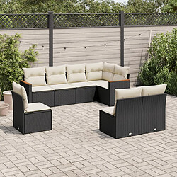 Maison Chic Ensemble Tables et chaises d'extérieur 8 pcs avec coussins,Salon de jardin noir résine tressée -GKD170435