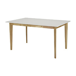 Vente-Unique Table à manger extensible CARINE - 6 à 8 personnes - Hévéa massif et MDF - Blanc