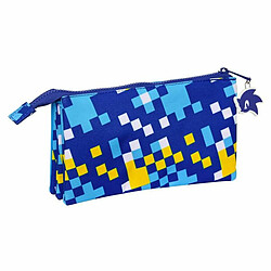 Trousse Fourre-Tout Triple Sonic Speed Bleu 22 x 12 x 3 cm