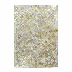 Paris Prix Tapis en Cuir Effet Mosaïque Lavish Ivoire & Or 120 x 170 cm