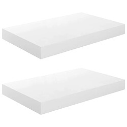 Maison Chic Lot de 2 Étagère murale flottante,Etagère de rangement Blanc brillant 40x23x3,8 cm MDF -MN42563