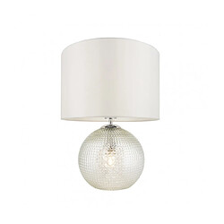 Endon Lampe de table Knighton Verre,tissu,acier Verre Transparent texturé,tissu blanc vintage 1 ampoule 46,2cm