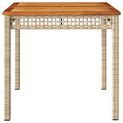 Acheter Maison Chic Table de jardin | Table d'extérieur beige 80x80x75 cm résine tressée et bois acacia -GKD44764