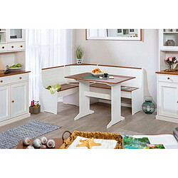 Acheter Table de cuisine en pin massif foncé et blanc - L.110 x H.75 x P.70 cm -PEGANE-