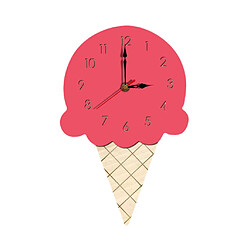 Crème Glacée Bande Dessinée Créative Enfants Horloge Murale Acrylique Tenture Horloge Rouge pas cher