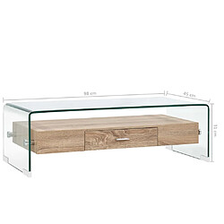 vidaXL Table basse Clair 98x45x31 cm Verre trempé pas cher