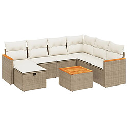 vidaXL Salon de jardin avec coussins 8 pcs beige résine tressée