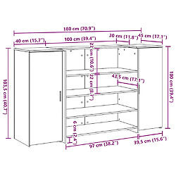 vidaXL Bureau réception chêne sonoma 180x50x103,5 cm bois d'ingénierie pas cher