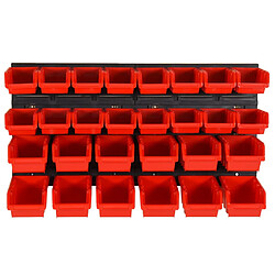 vidaXL Ensemble d'étagères d'atelier 30 pcs Rouge et noir 77x39 cm PP