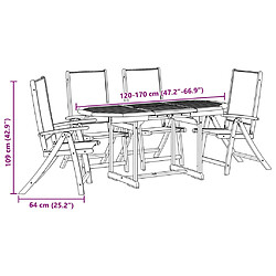 vidaXL Ensemble à manger de jardin 5pcs bois d'acacia solide textilène pas cher