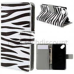 Htdmobiles Housse etui portefeuille PU cuir pour Wiko Sunny + verre trempe - ZEBRE