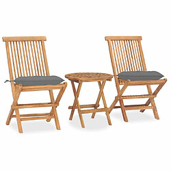 Maison Chic Mobilier à dîner 3 pcs pliable de jardin avec coussins - Ensemble table et chaises d'extérieur - Salon/Mobilier de jardin classique Teck -MN99415