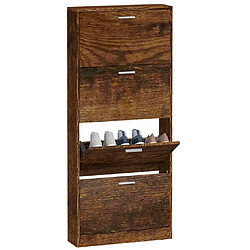 Acheter Maison Chic Armoire à chaussures | Meuble de rangement à chaussures Meuble d'Entrée Chêne fumé 59x17x150 cm Bois d'ingénierie -MN16861