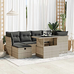 vidaXL Salon de jardin avec coussins 7 pcs gris clair résine tressée