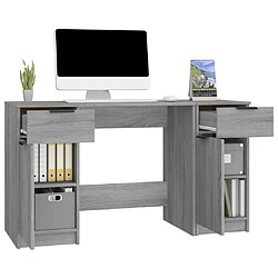 Maison Chic Bureau avec armoire latérale de rangement,Table de travail,Table d'étude Sonoma gris Bois d'ingénierie -GKD89957 pas cher