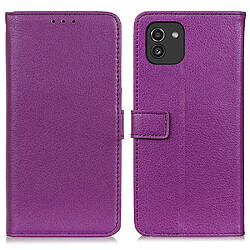 Etui en PU texture litchi violet pour votre Samsung Galaxy A03 (166.5 x 75.98 x 9.14mm)