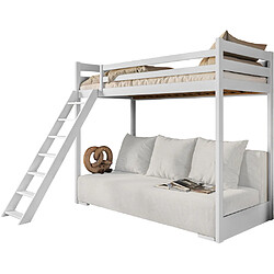 Kids Literie LIT MEZZANINE ET CANAPE SAFINO 90 x 200 / 140 x 200 Blanc - blanc