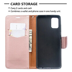 Wewoo Housse Coque Pour Galaxy A51 Litchi Texture Pure Color Horizontal Flip en cuir PU avec support et fentes cartes et portefeuille et lanière or rose pas cher