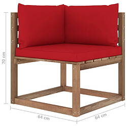 vidaXL Salon palette de jardin 3 pcs et coussins Bois de pin imprégné pas cher